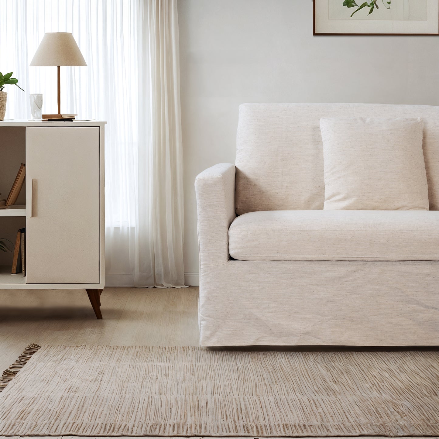 Aqua 93‘’ Modern Slipcovered Sofa for Living Room