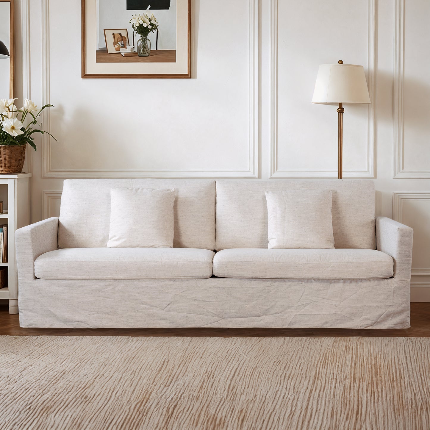 Aqua 93‘’ Modern Slipcovered Sofa for Living Room