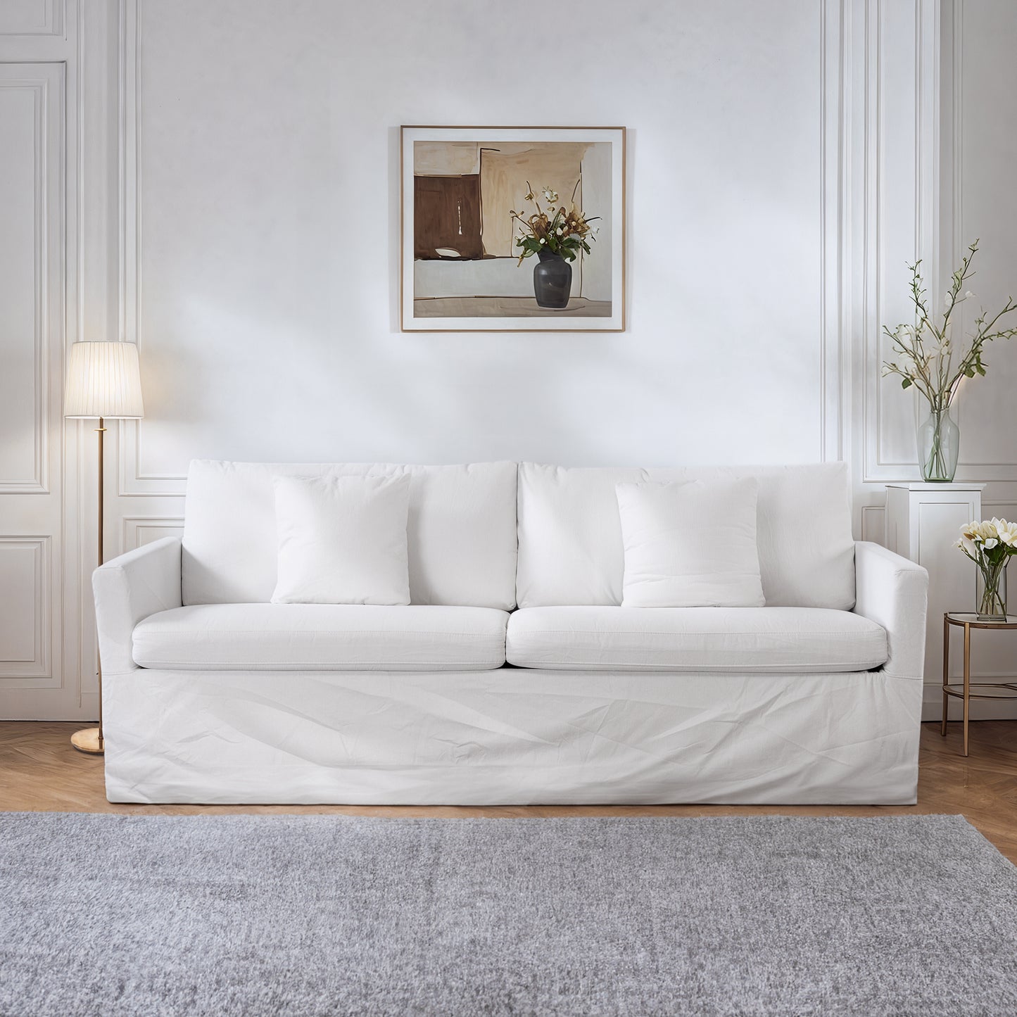 Aqua 93‘’ Modern Slipcovered Sofa for Living Room
