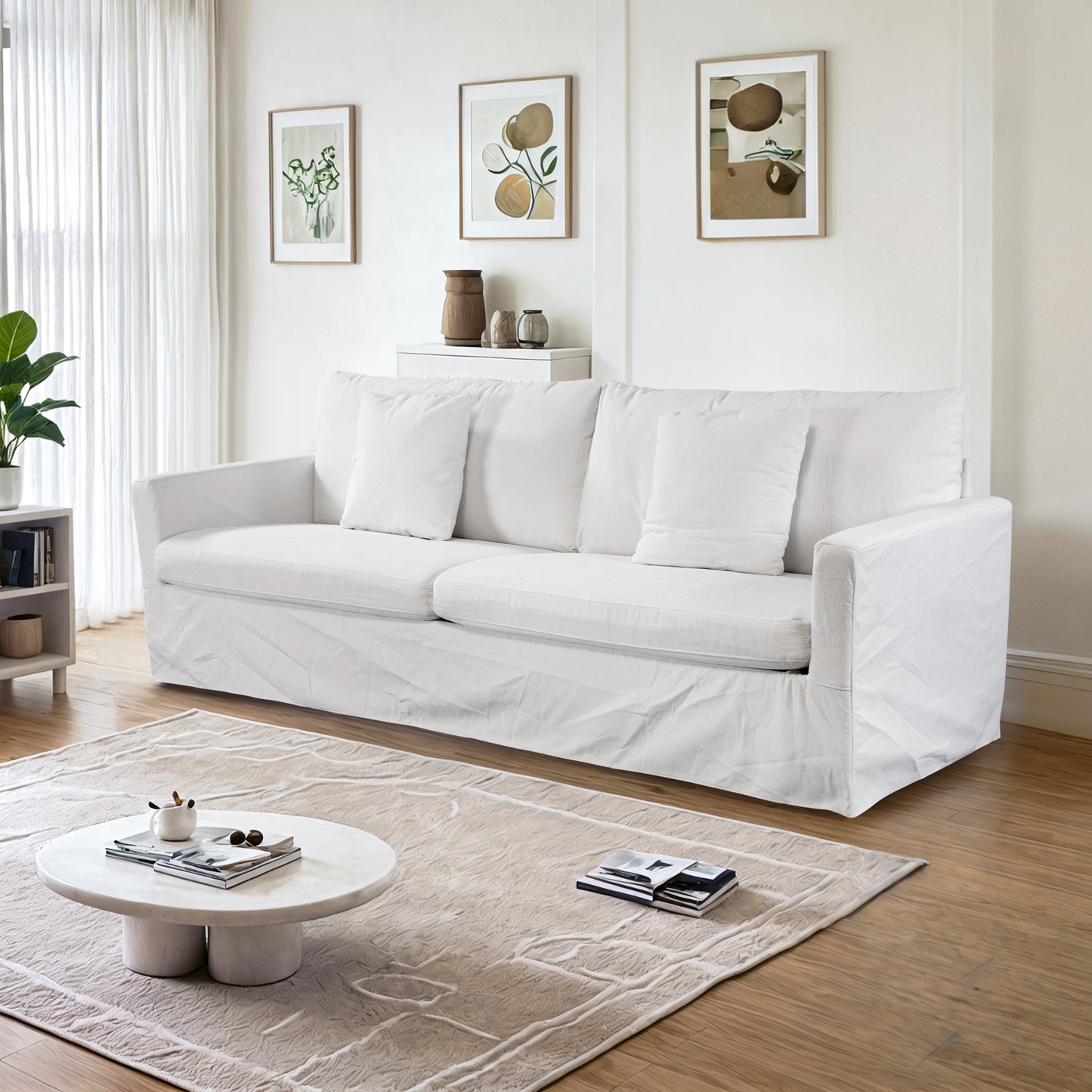Aqua 93‘’ Modern Slipcovered Sofa for Living Room