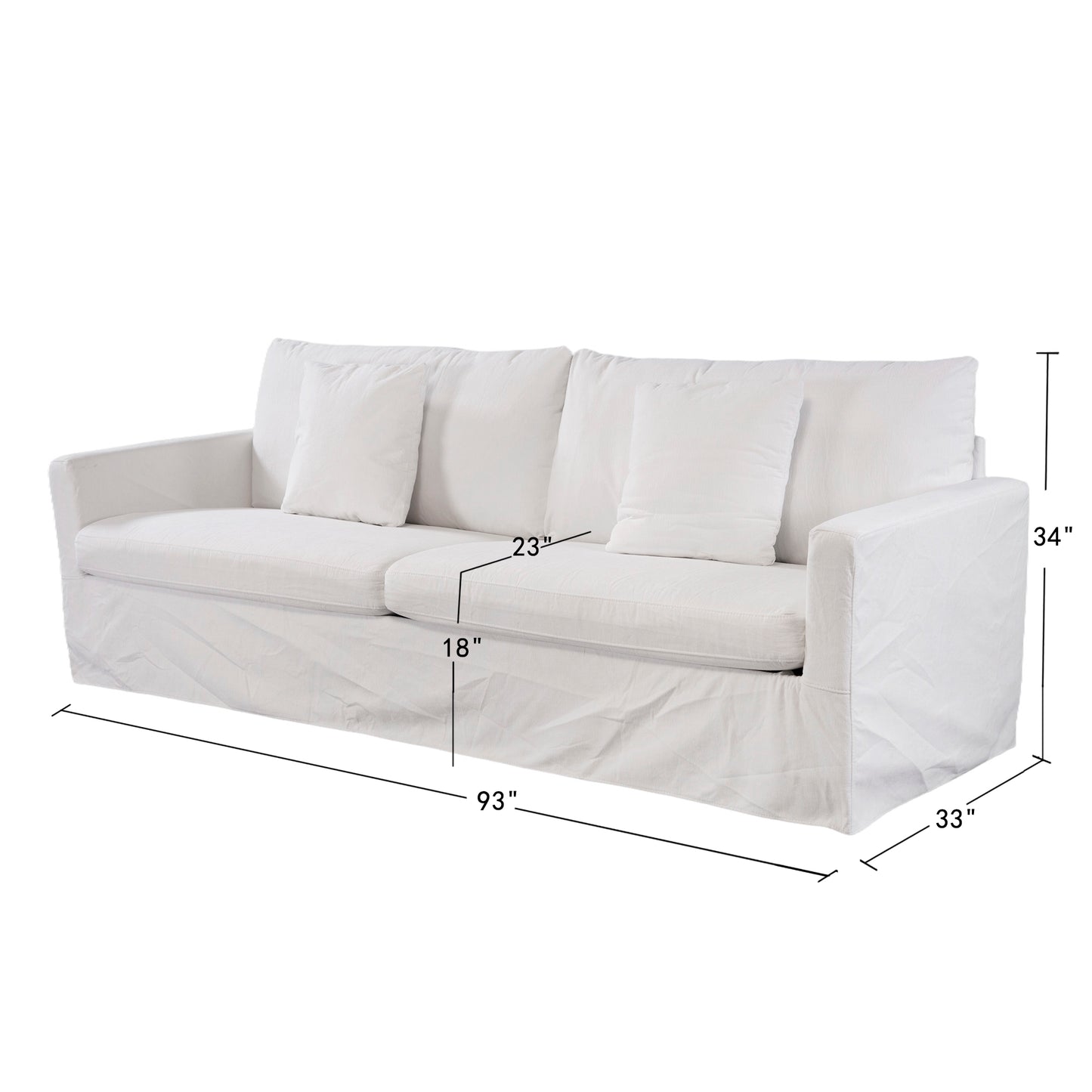 Aqua 93‘’ Modern Slipcovered Sofa for Living Room