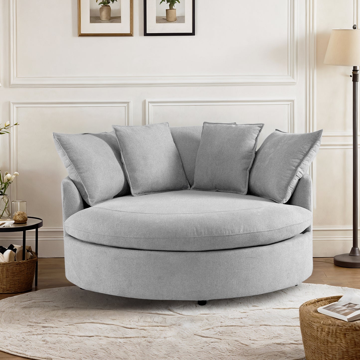 Leno 59" Round Upholstered Oversized Accent Chair