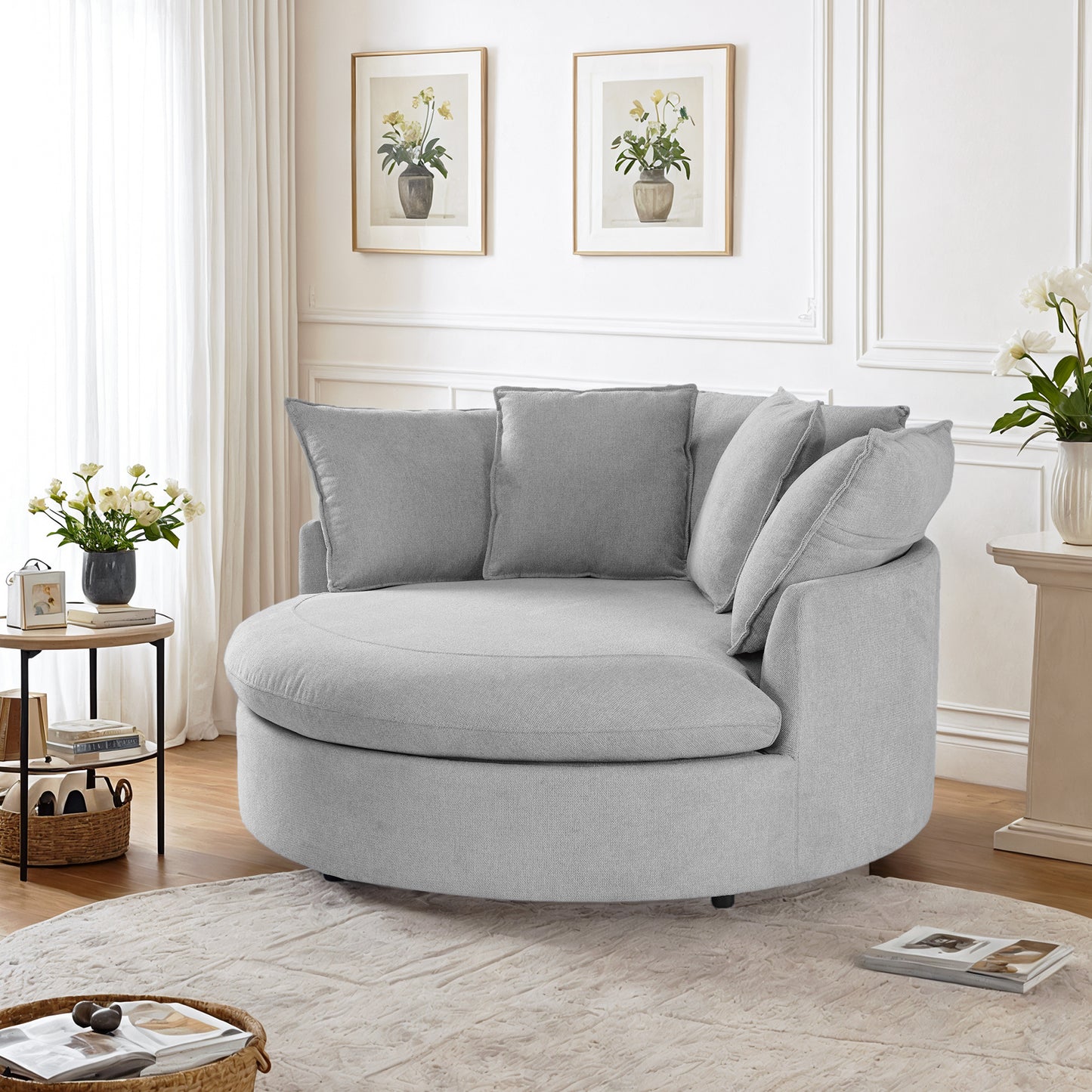 Leno 59" Round Upholstered Oversized Accent Chair