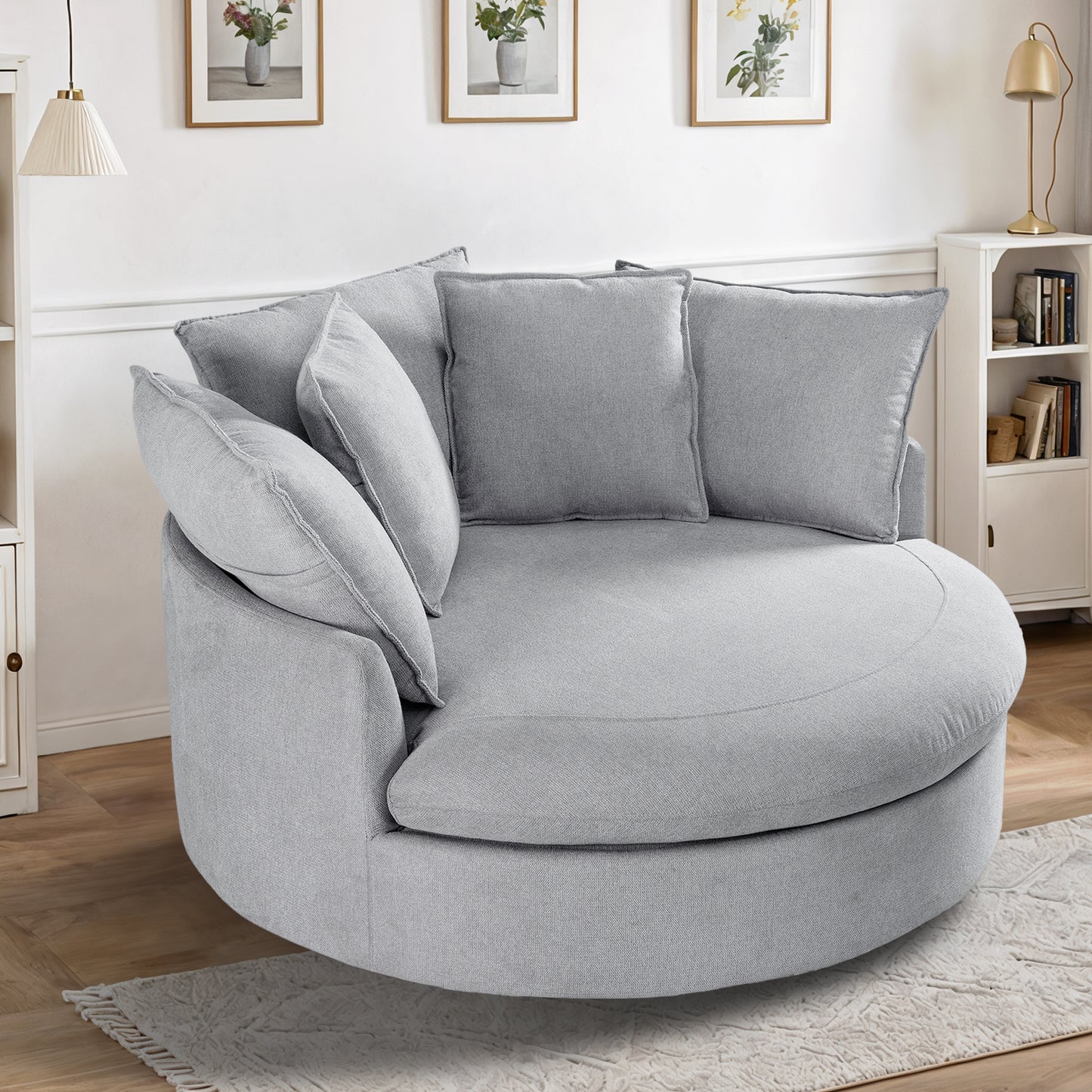 Leno 59" Round Upholstered Oversized Accent Chair