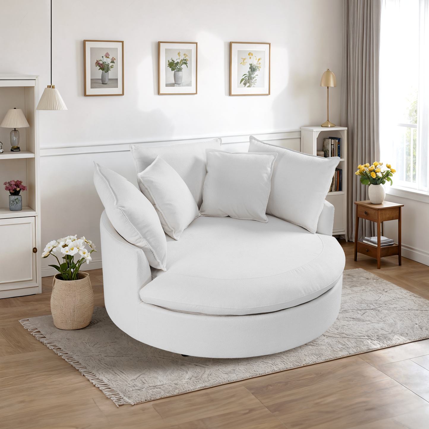 Leno 59" Round Upholstered Oversized Accent Chair