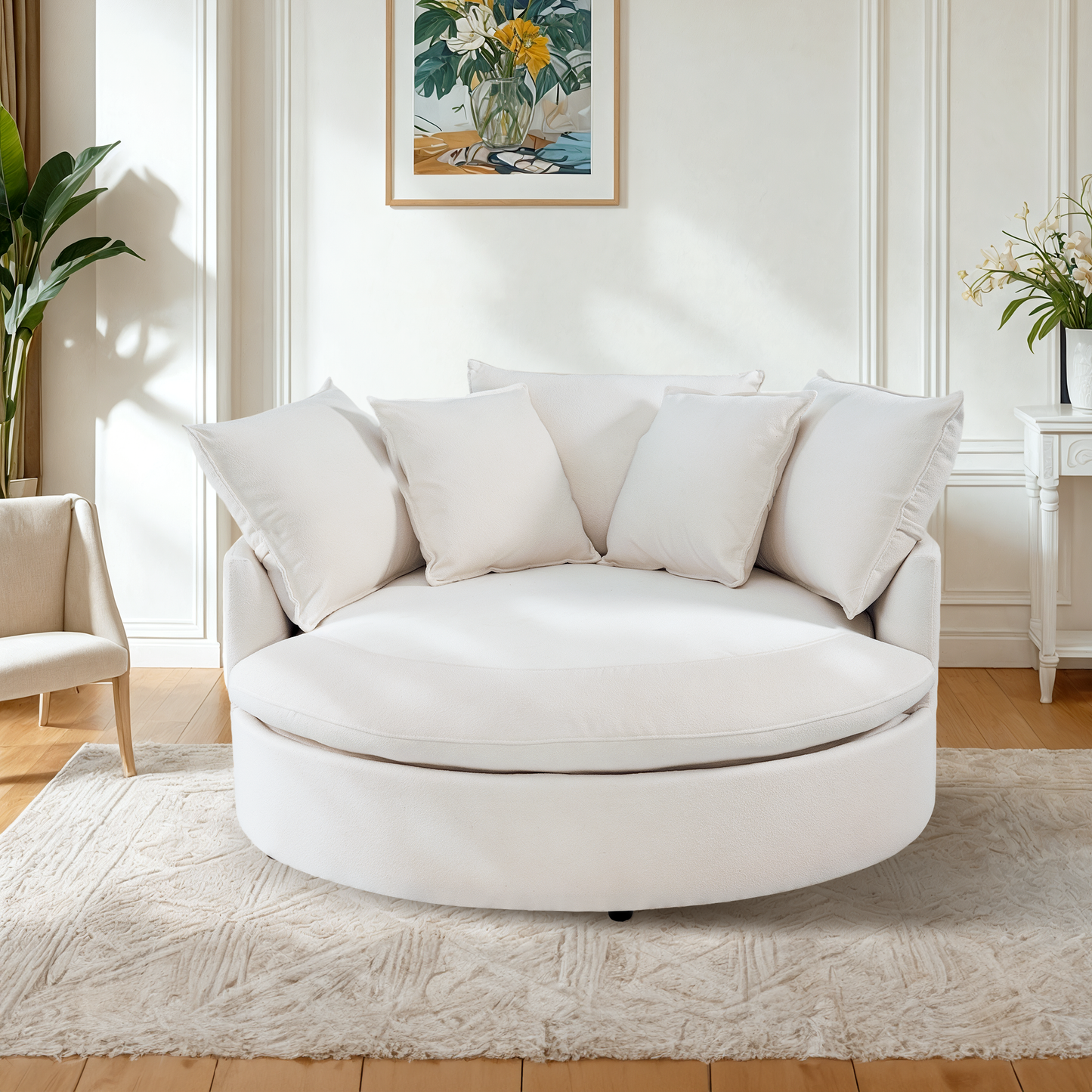 Leno 59" Round Upholstered Oversized Accent Chair