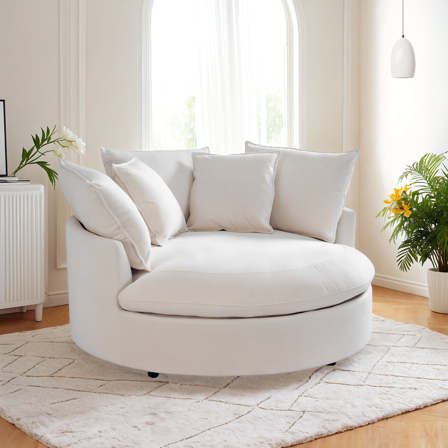Leno 59" Round Upholstered Oversized Accent Chair