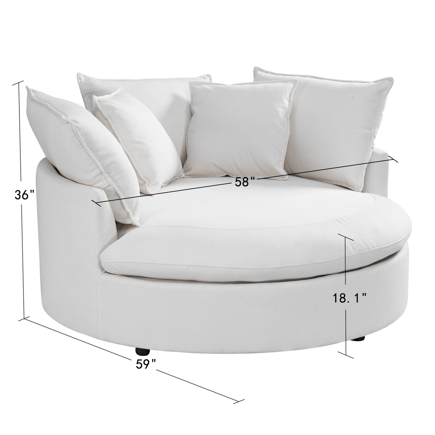 Leno 59" Round Upholstered Oversized Accent Chair