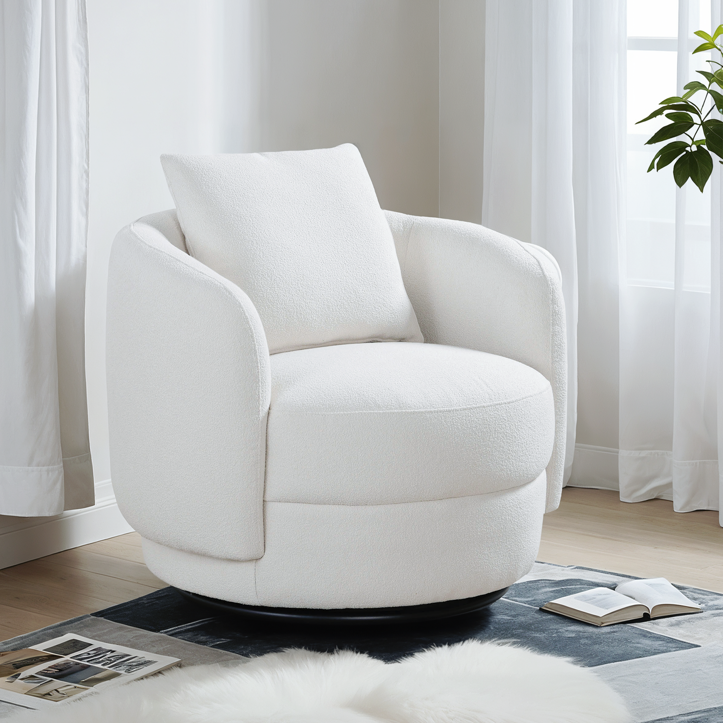Opal Upholstered Swivel Accent Chair