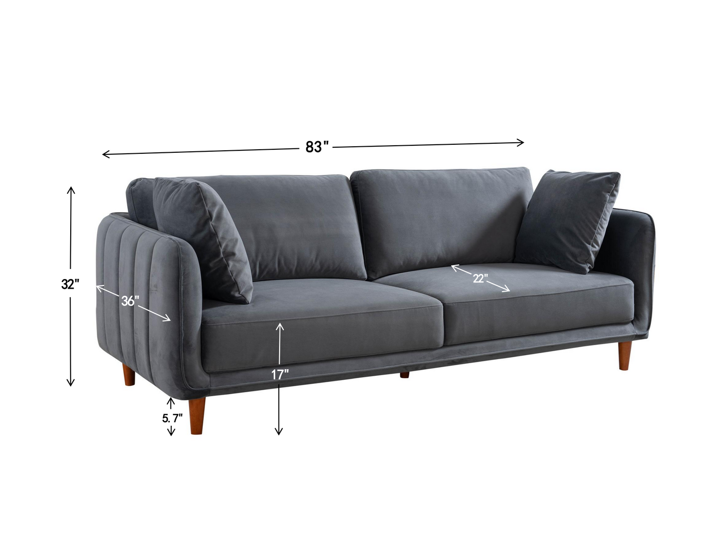 RIVER 83‘’ VELVET SOFA